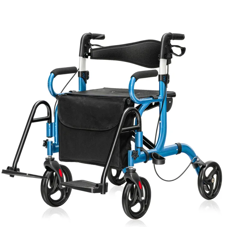 folding rollator walker with 8 inch wheels and seat