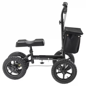 vevor folding knee scooter, aluminum steerable knee walker with height adjustable handlebar & knee pad, 12" all terrain wheels, dual brakes, leg recovery scooter for broken ankle foot injuries, 350lbs