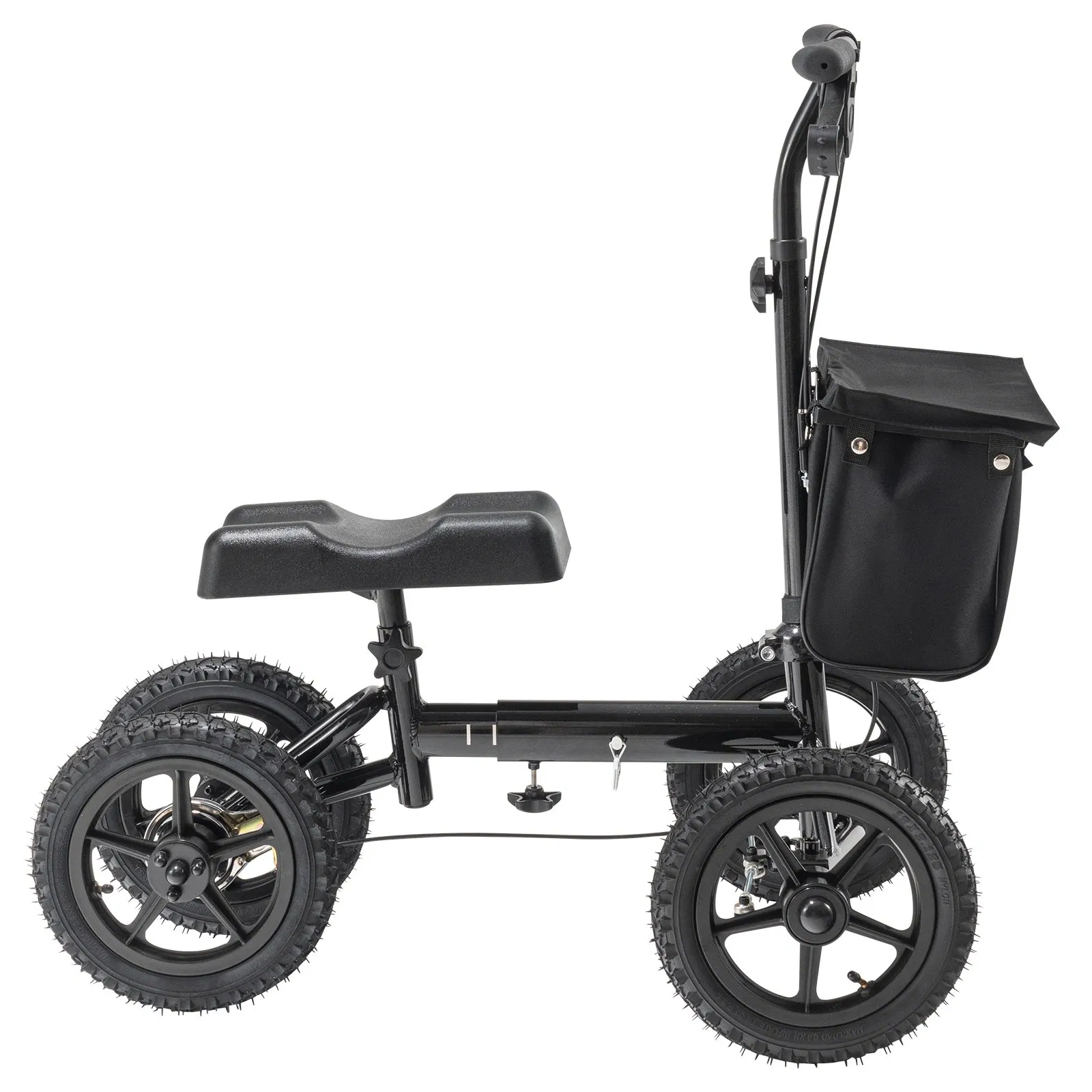 vevor folding knee scooter, aluminum steerable knee walker with height adjustable handlebar & knee pad, 12" all terrain wheels, dual brakes, leg recovery scooter for broken ankle foot injuries, 350lbs
