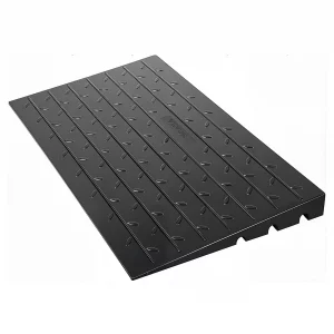 vevor rubber threshold ramp, 4" rise threshold ramp doorway, 3 channels cord cover rubber solid threshold ramp, rubber angled entry rated 2200 lbs load capacity for wheelchair and scooter