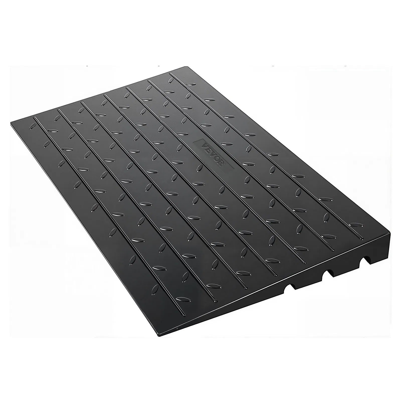 vevor rubber threshold ramp, 4" rise threshold ramp doorway, 3 channels cord cover rubber solid threshold ramp, rubber angled entry rated 2200 lbs load capacity for wheelchair and scooter