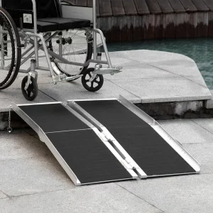 wheelchair ramp, 4ft, aluminum, portable, non slip surface, black, for steps, doorways, stairs