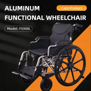 aluminum alloy transport wheelchair. 20" seats. with front and rear locking hand brakes. 24" quick remove rear wheel. bright silver