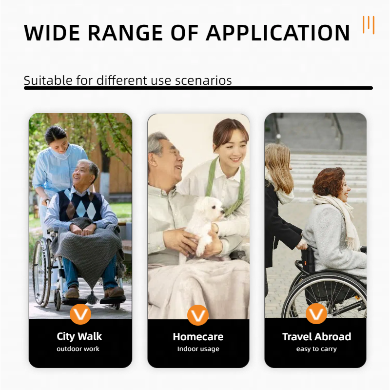 aluminum alloy transport wheelchair. 20" seats. with front and rear locking hand brakes. 24" quick remove rear wheel. bright silver