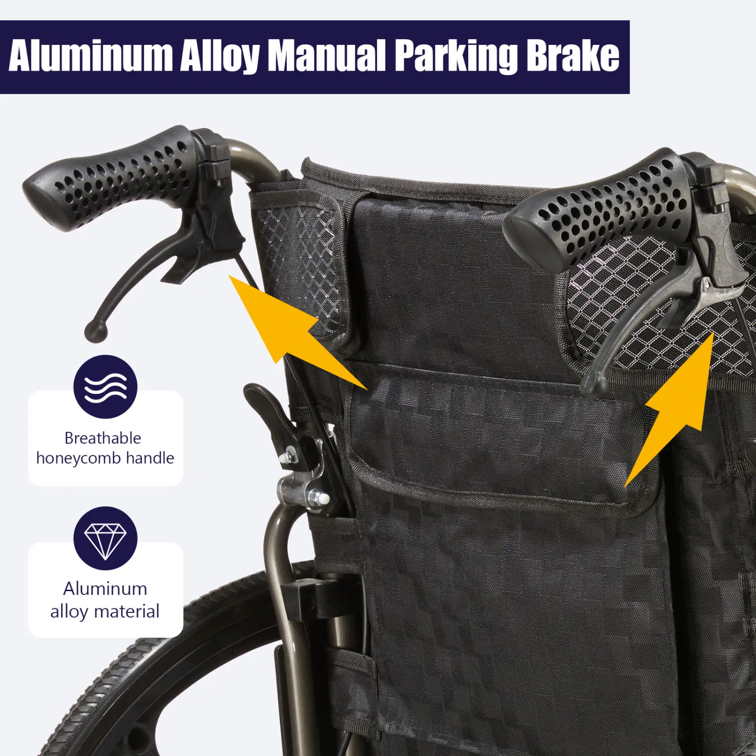 folding manual transport wheelchair, 18" seat with front and rear locking hand brakes, 24" quick release rear wheels, nanometer grey